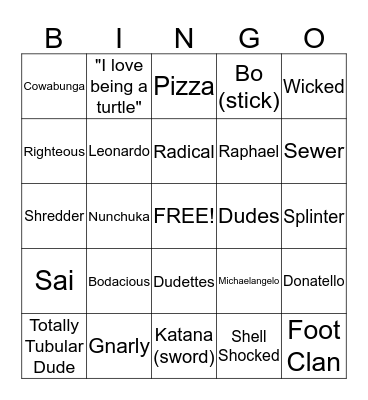 NINJA TURTLE BINGO Card