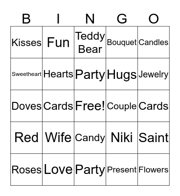 Valentine's Day Bingo  Bingo Card