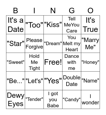 Valentines Bingo Card
