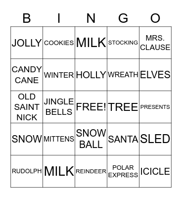 CHRISTMAS Bingo Card
