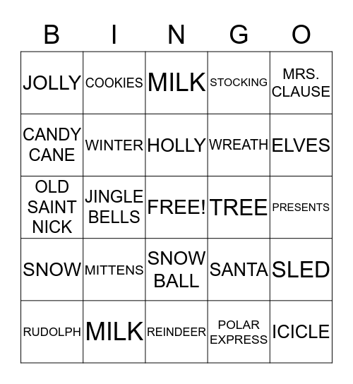 CHRISTMAS Bingo Card