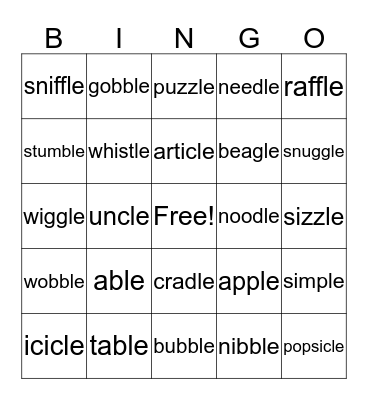 -le  Bingo Card
