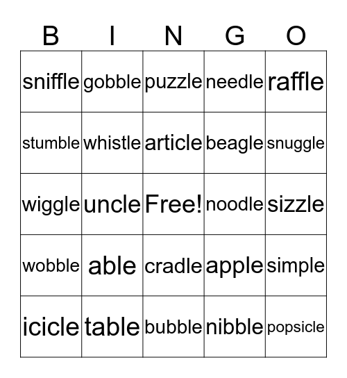 -le  Bingo Card