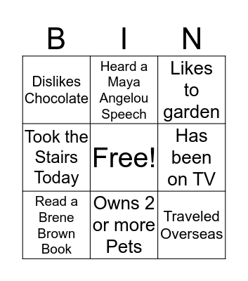Everywhere and Nowhere Bingo Card