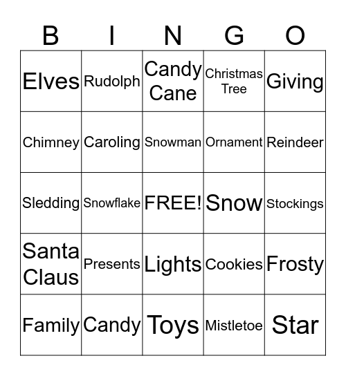 Christmas Bingo Card