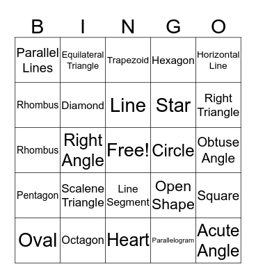 Geometric Shapes Bingo Card
