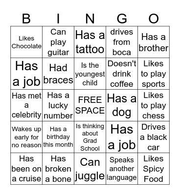 Self Awareness Bingo Card