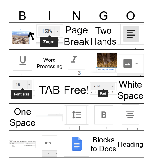 Word Processing Bingo Card