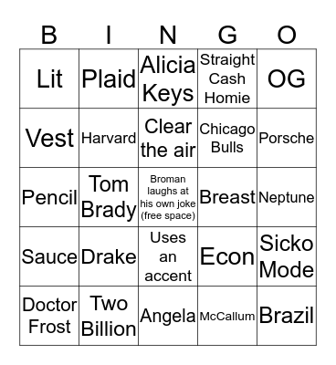 Broman Bingo Card