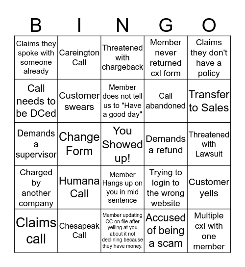 Billing Bingo Card