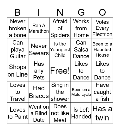 Harvest HIll Bingo Card