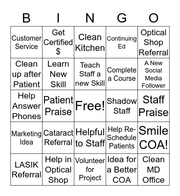 COA BINGO Card