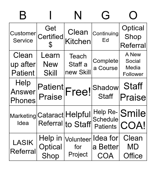 COA BINGO Card