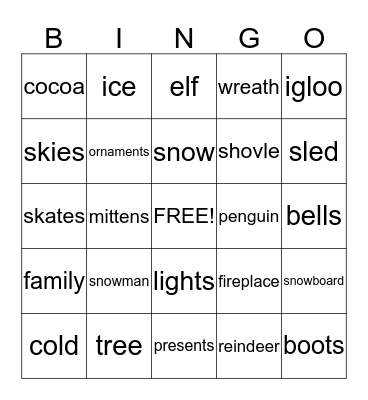 Winter Bingo Card