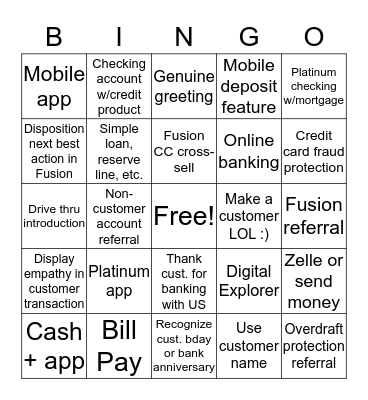 Sales & Service Bingo  Bingo Card