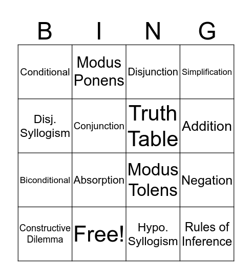 Logic Bingo Card