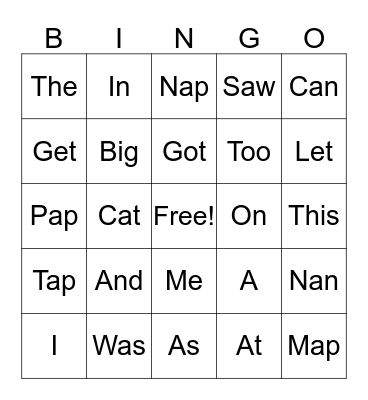 Sight Word Bingo! Bingo Card