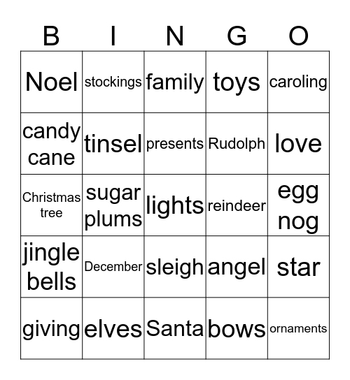 CHRISTMAS BINGO Card