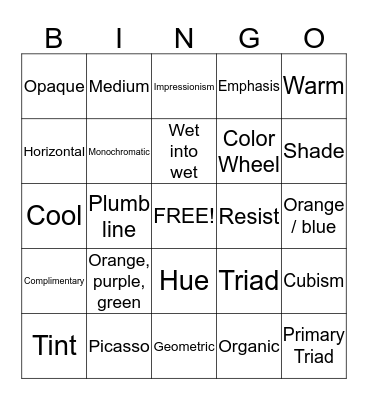 Watercolor & Color Schemes Bingo Card