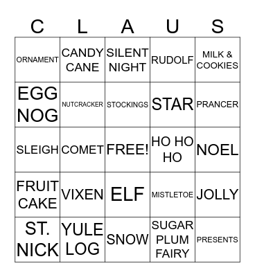 SANTA Bingo Card