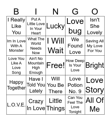 Valentine's Bingo Card