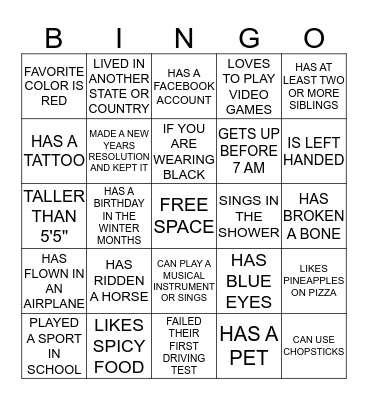 ICEBREAKER BINGO Card