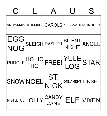 SANTA Bingo Card