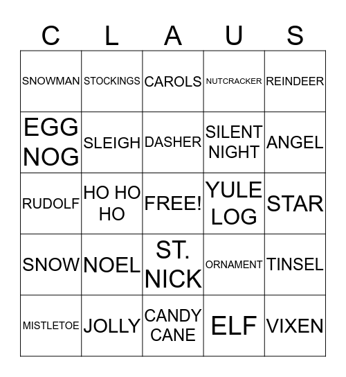 SANTA Bingo Card