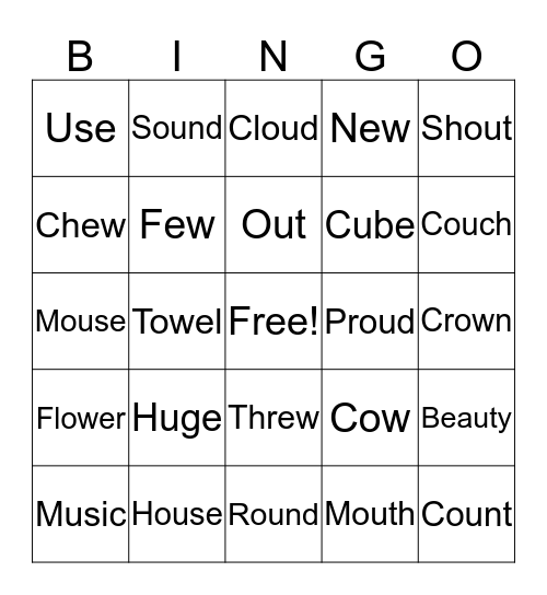 Speech BINGO Card