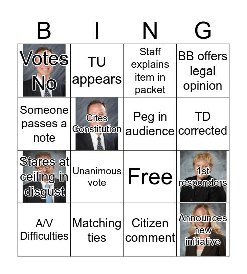 City Council Bingo Card