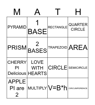 Geometry Bingo Card