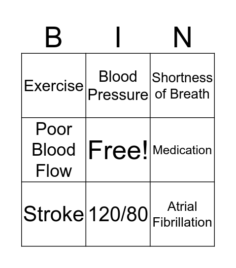 Heart Health! Bingo Card
