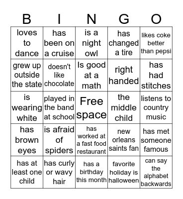 ICEBREAKER BINGO Card