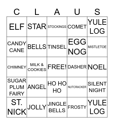 SANTA Bingo Card