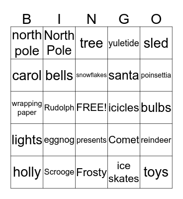 Holiday Bingo Card