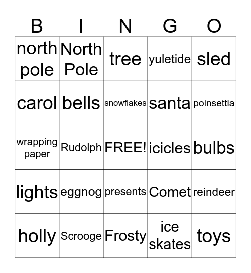 Holiday Bingo Card