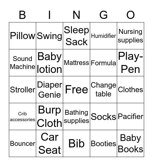 BABY SHOWER Bingo Card