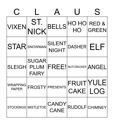 SANTA Bingo Card