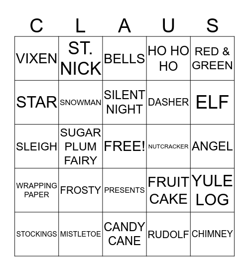 SANTA Bingo Card