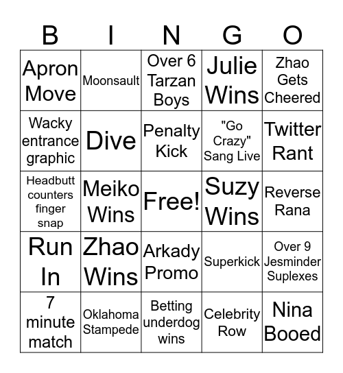 Lioness Cup Night Two Bingo Card