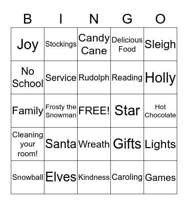 Holiday Bingo Card