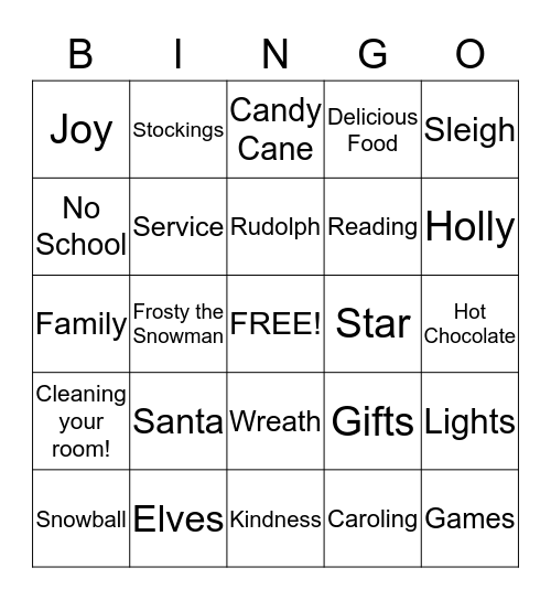 Holiday Bingo Card