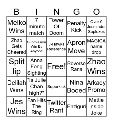 Lioness Cup Night Two Bingo Card