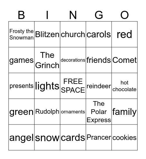 Christmas Bingo Card