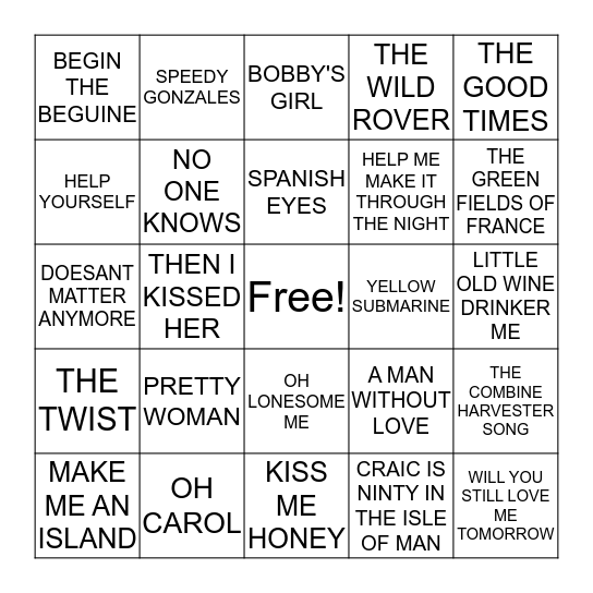 HAPPY TIMES Bingo Card