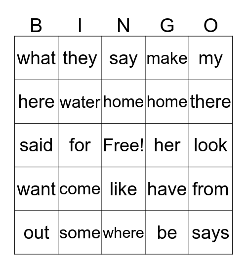 SIPPS Bingo Card