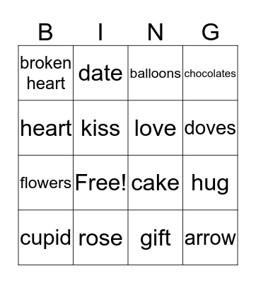 Valentine's Day Bingo Card