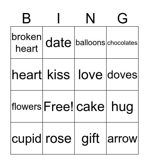 Valentine's Day Bingo Card