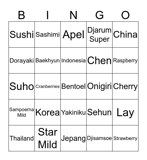 Aamiin Bingo Card