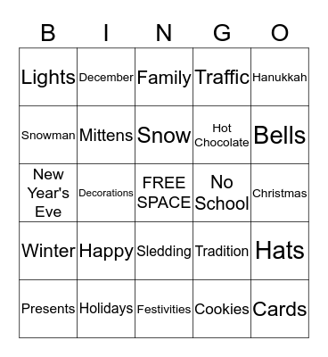 Happy Holidays Bingo Card